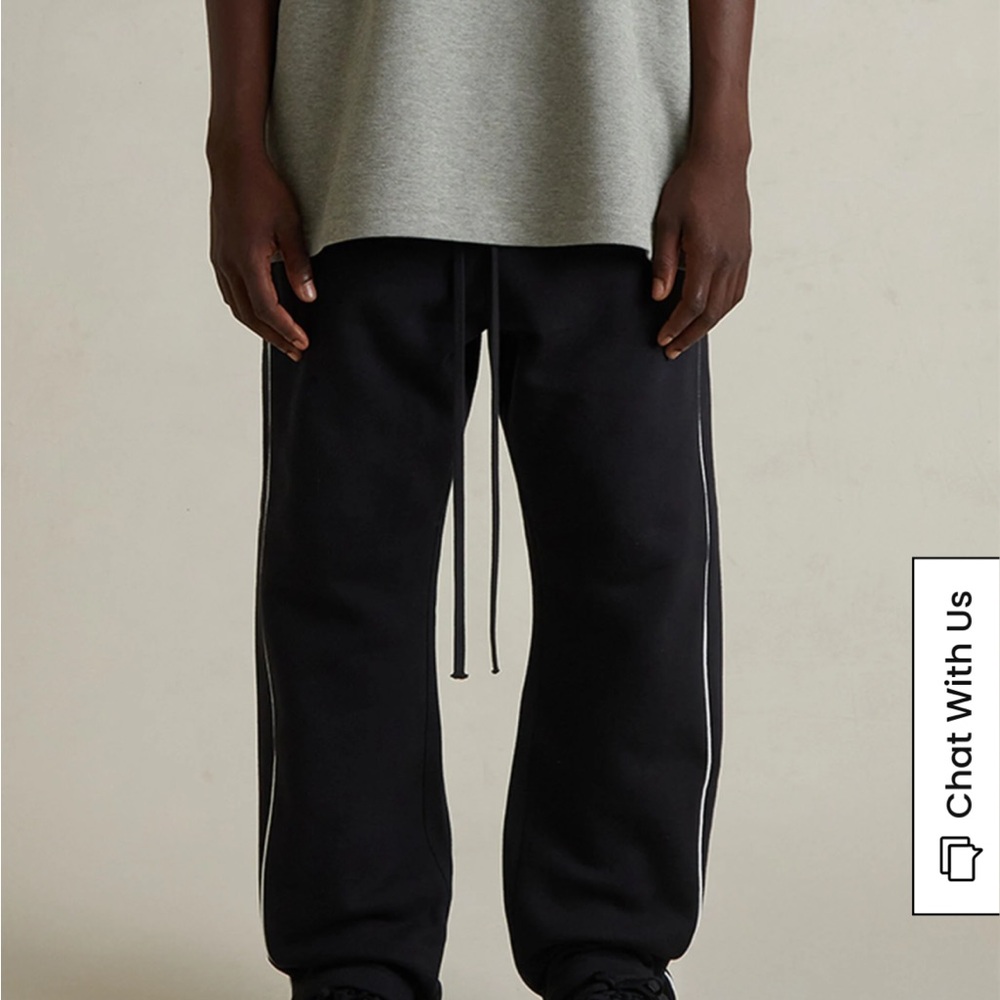 Essentials Fear of God Black Joggers with White Piping - Picture 2 of 5